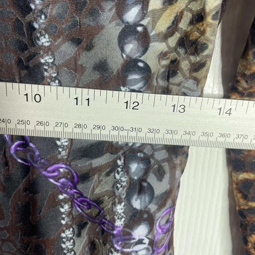 Joseph Ribkoff Animal Print Midi Dress Women’s 4 Blue Cap Sleeve Metallic Sequin - Picture 5 of 6